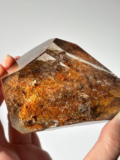 Statement Rare Orange Lodalite With Silver Starburst Rutile Freeform, Brazil