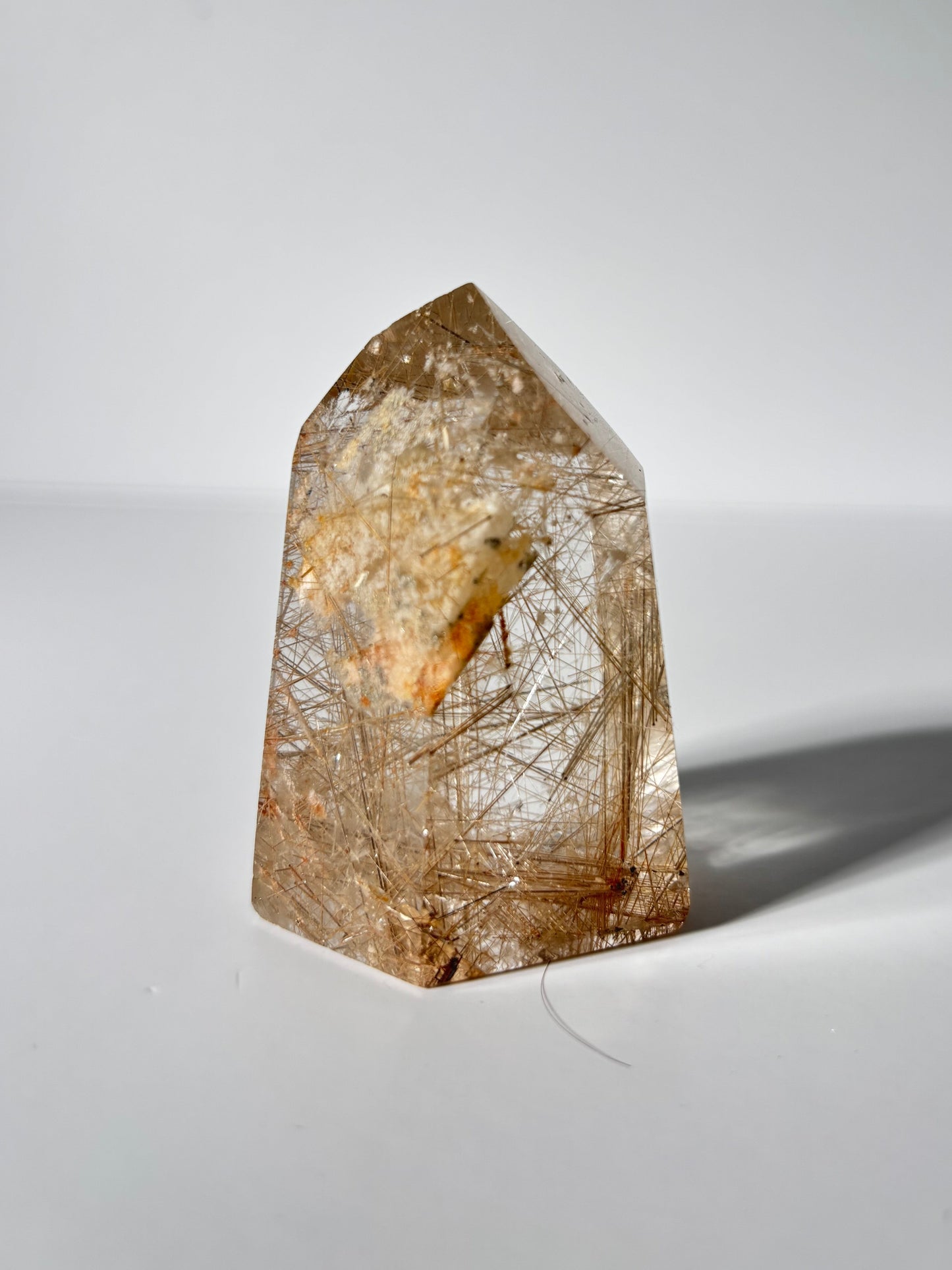 High Quality Chunky Unique Peachy Pink Rutile Quartz Tower, Brazil