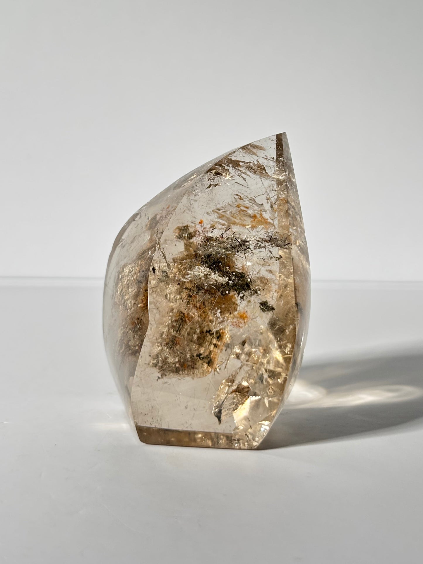 Spooky Black Rutile on Lodalite In Smoky Quartz Flame, Brazil