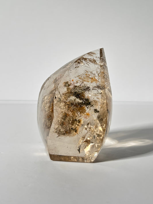 Spooky Black Rutile on Lodalite In Smoky Quartz Flame, Brazil