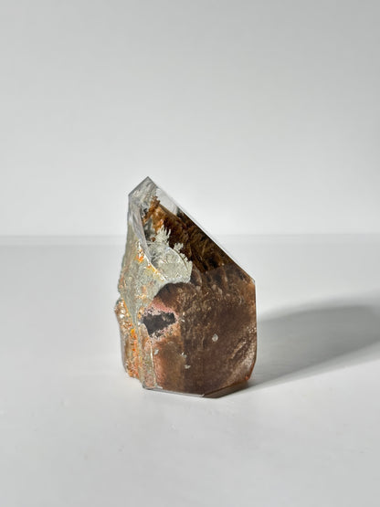 Rare Brown Phantom Lodalite Quartz Tower With Silver Rutile, Brazil