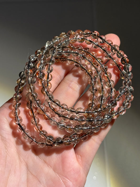 Bicolor Tourmaline in Quartz Bracelets, 6mm