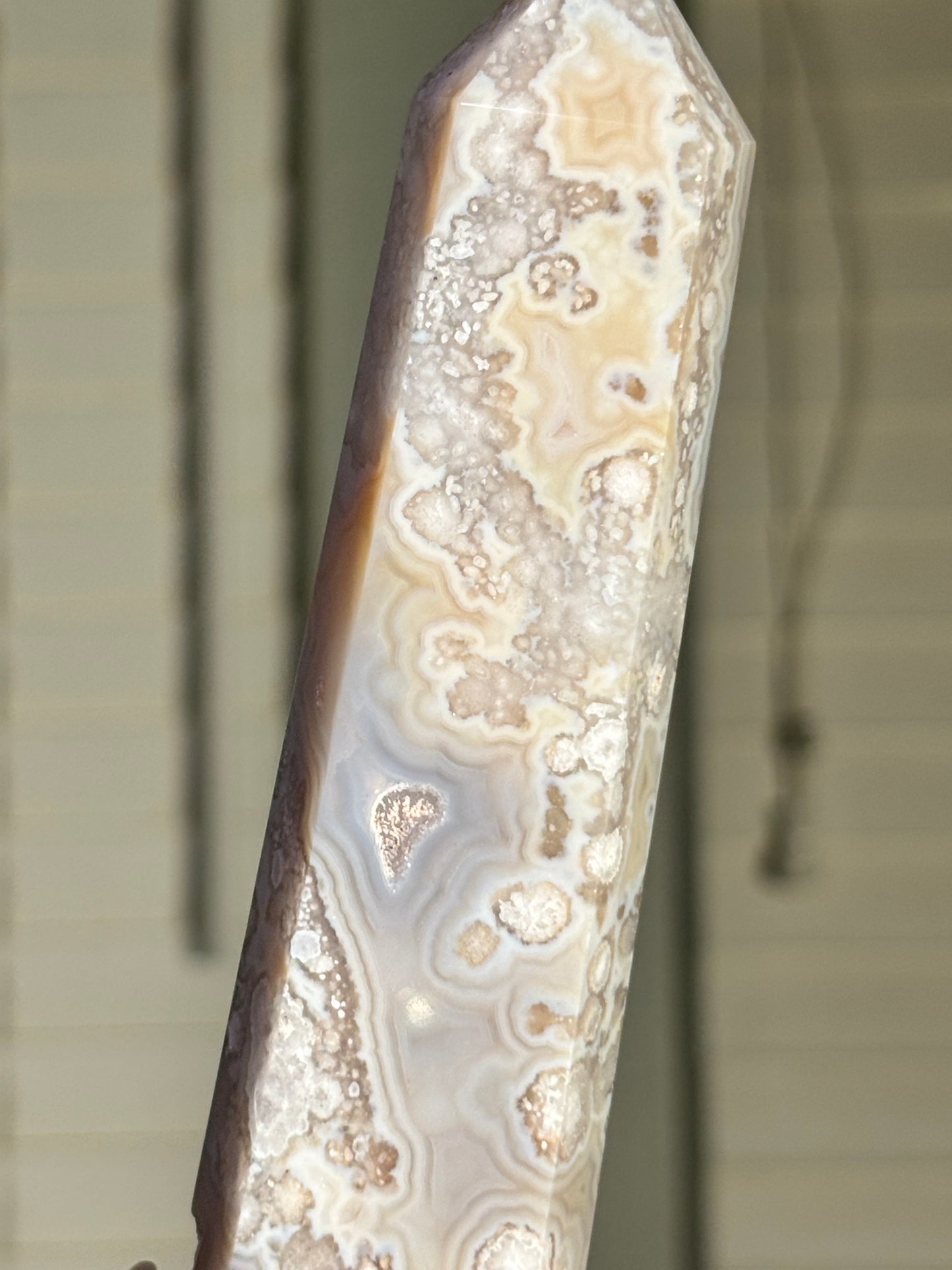 High Quality Unique Cream Beige Flower Agate Tower, Madagascar