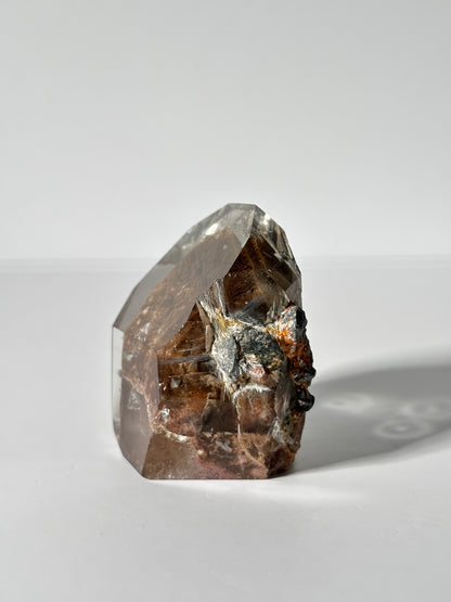 Rare Brown Phantom Lodalite Quartz Tower With Silver Rutile, Brazil