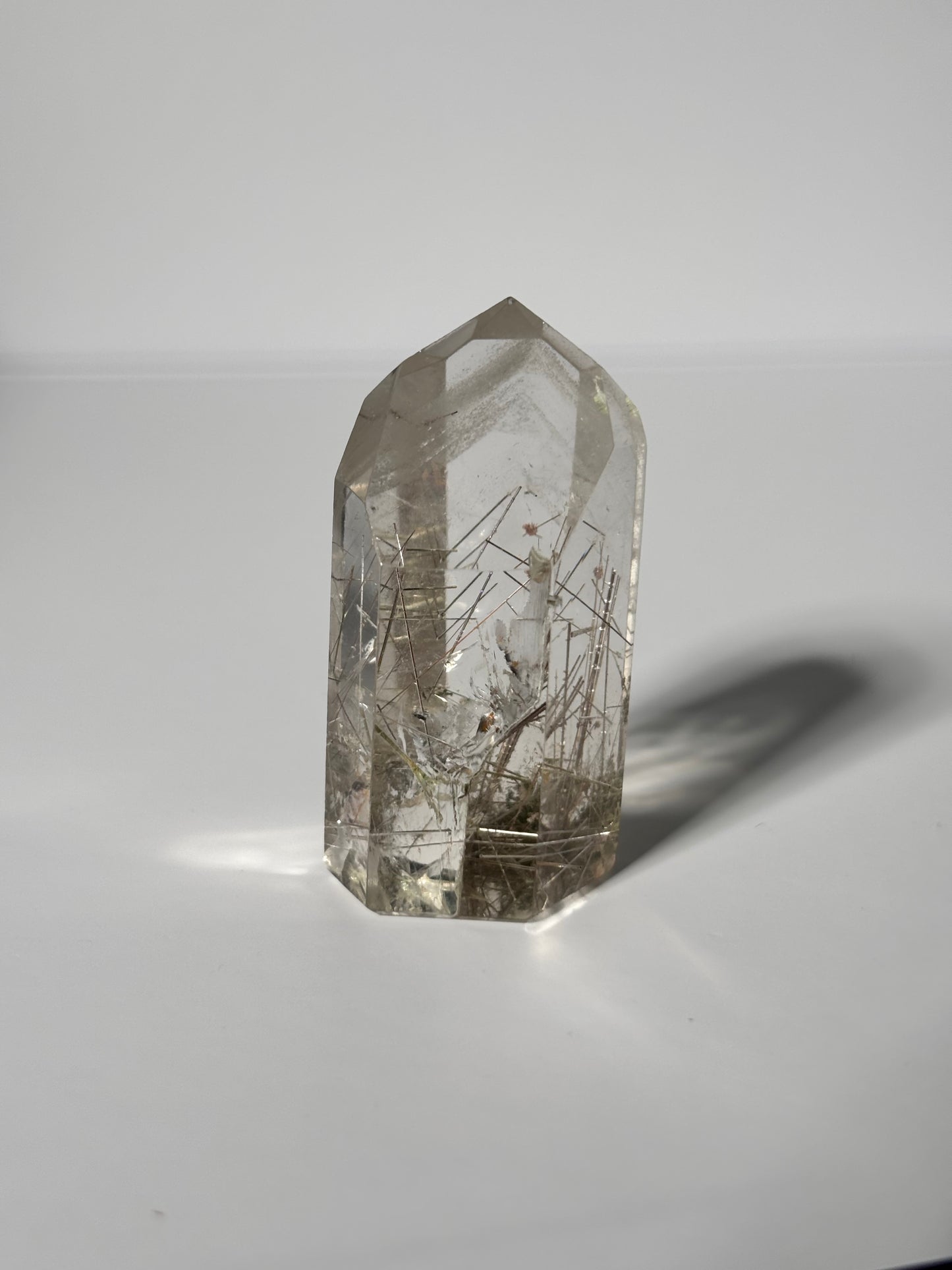 High Quality White Phantom Quartz With Silver Rutile Tower, Brazil