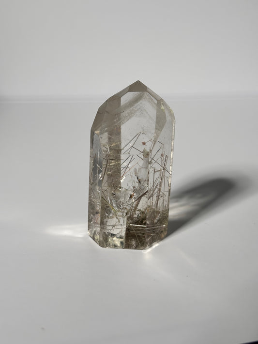 High Quality White Phantom Quartz With Silver Rutile Tower, Brazil