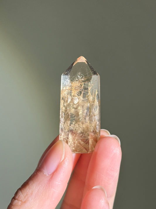 Collector's Grade Natural Citrine With Penetrator & Red Rutile, Brazil