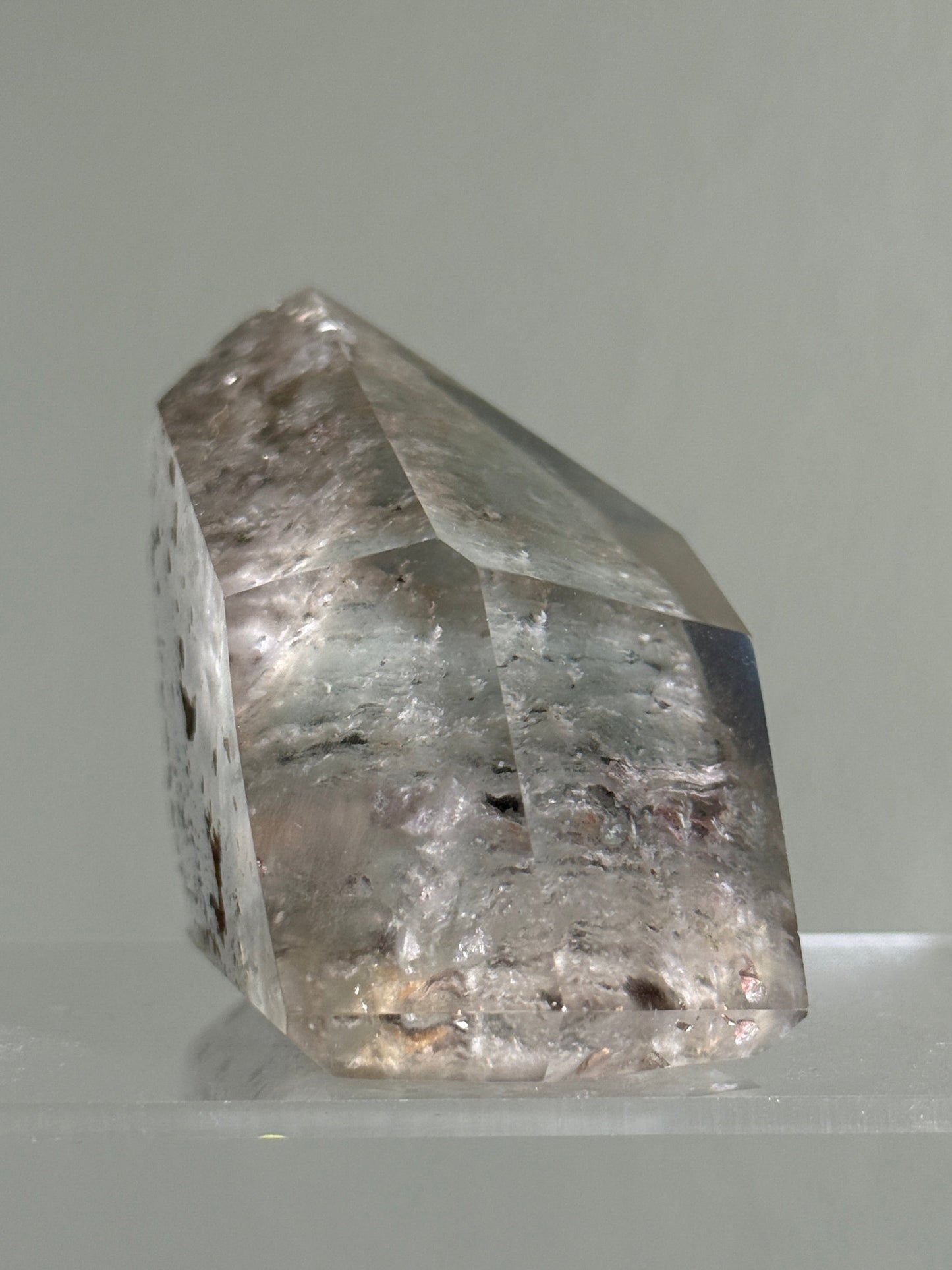 Large Dreamy Sage Green Layered Lodalite x Amphibole In Quartz Freeform, Brazil