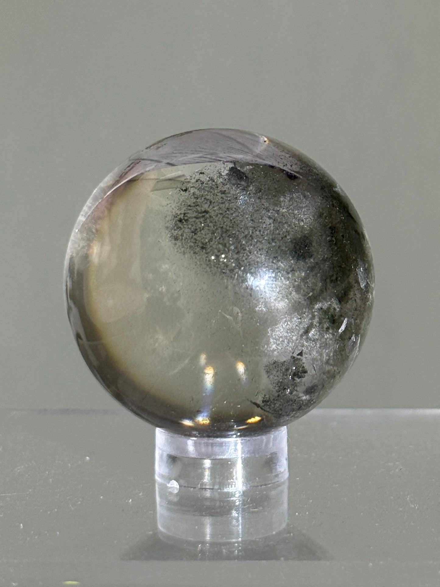 High Quality Water Clear Sage Green Garden Quartz Sphere, Brazil