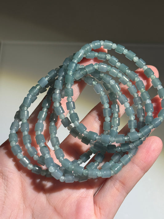 Blue Water Jade Bracelets, 5mm