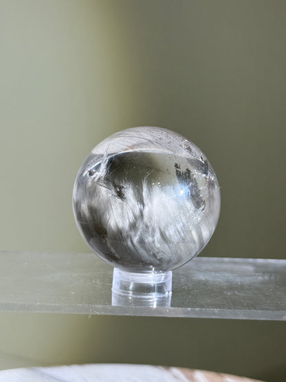 Rare Collector's Grade Gray Amphibole Quartz Sphere, Brazil