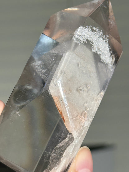 Large Chunky White Phantom Lodalite Tower With Manifestation Quartz, Brazil