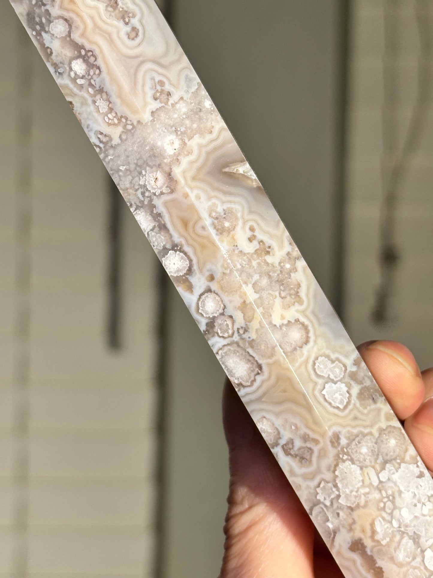 High Quality Unique Cream Beige Flower Agate Tower, Madagascar