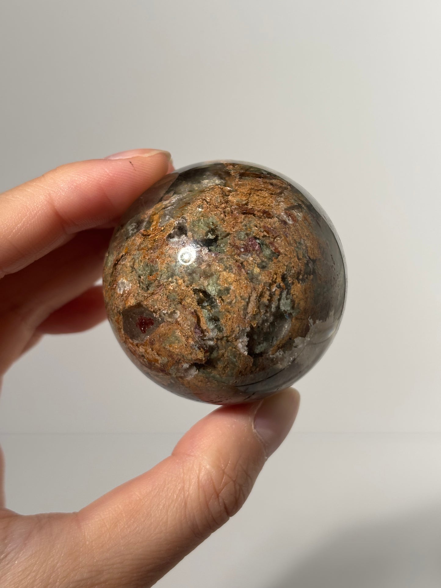 High Quality Vibrant Yellow Green Layered Lodalite Sphere, Zambia