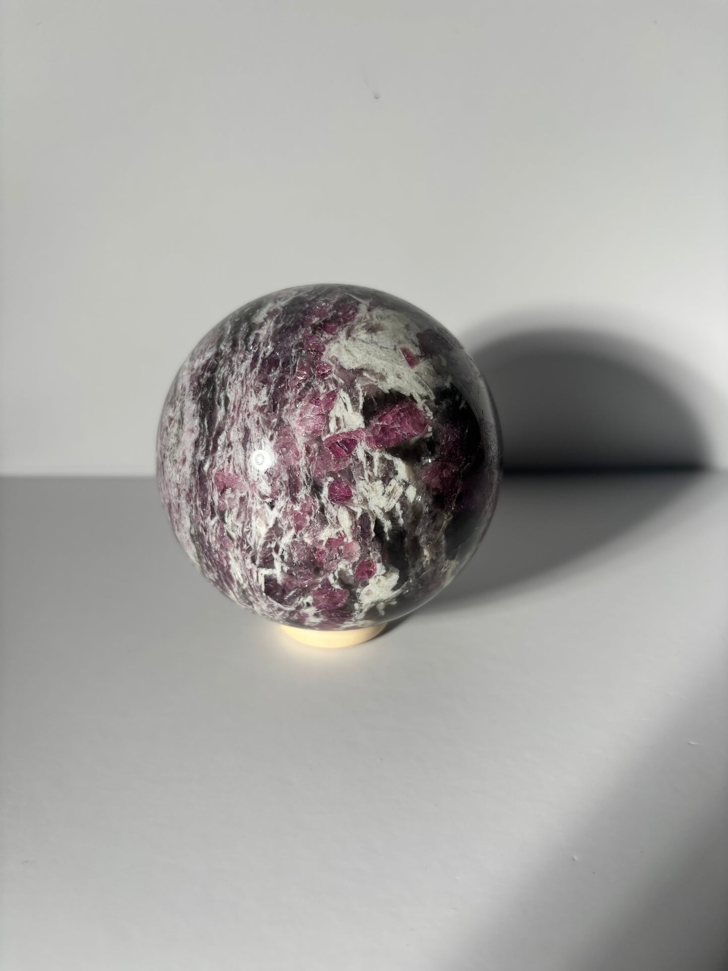 Large Pink Tourmaline x Smoky Quartz x Lepidolite Sphere
