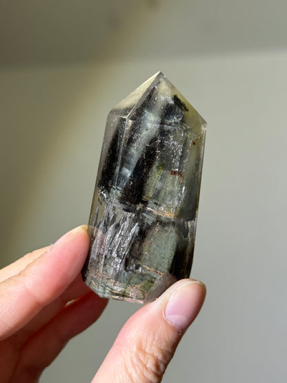 Collector’s Grade Garden Quartz Tower With Black Amphibole, Zambia