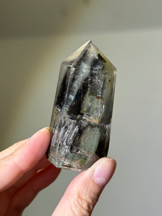 Collector’s Grade Garden Quartz Tower With Black Amphibole, Zambia