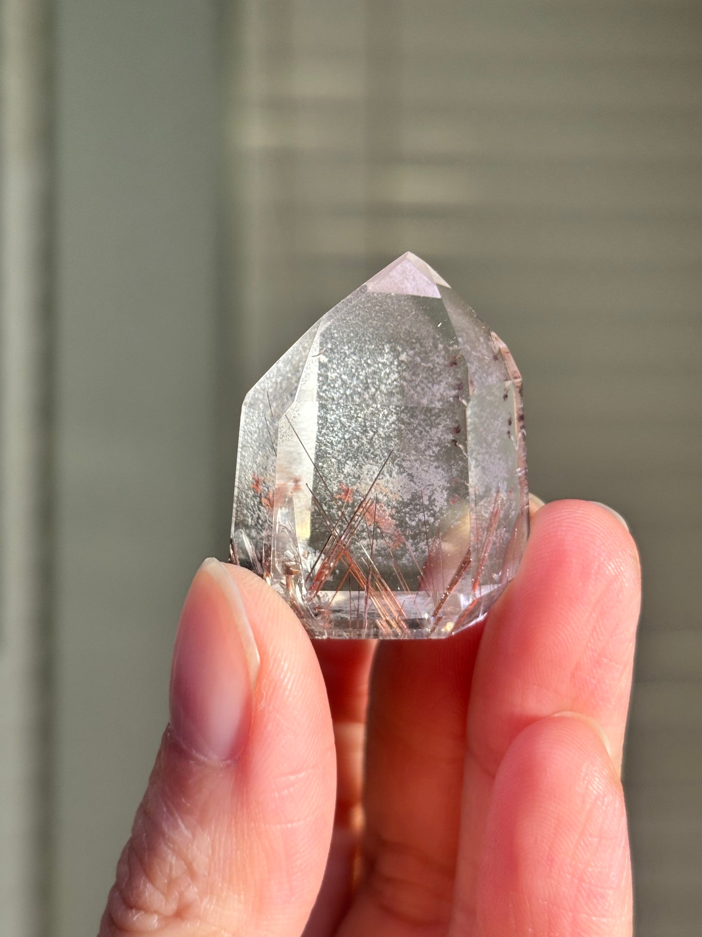 High Quality Pink Lodalite With Red Rutile Tower, Brazil