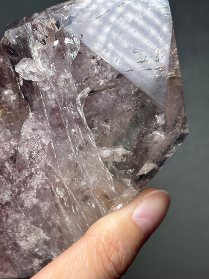 Large Rare Pink Lithium Double Terminated Freeform With Manifestation Quartz, Brazil