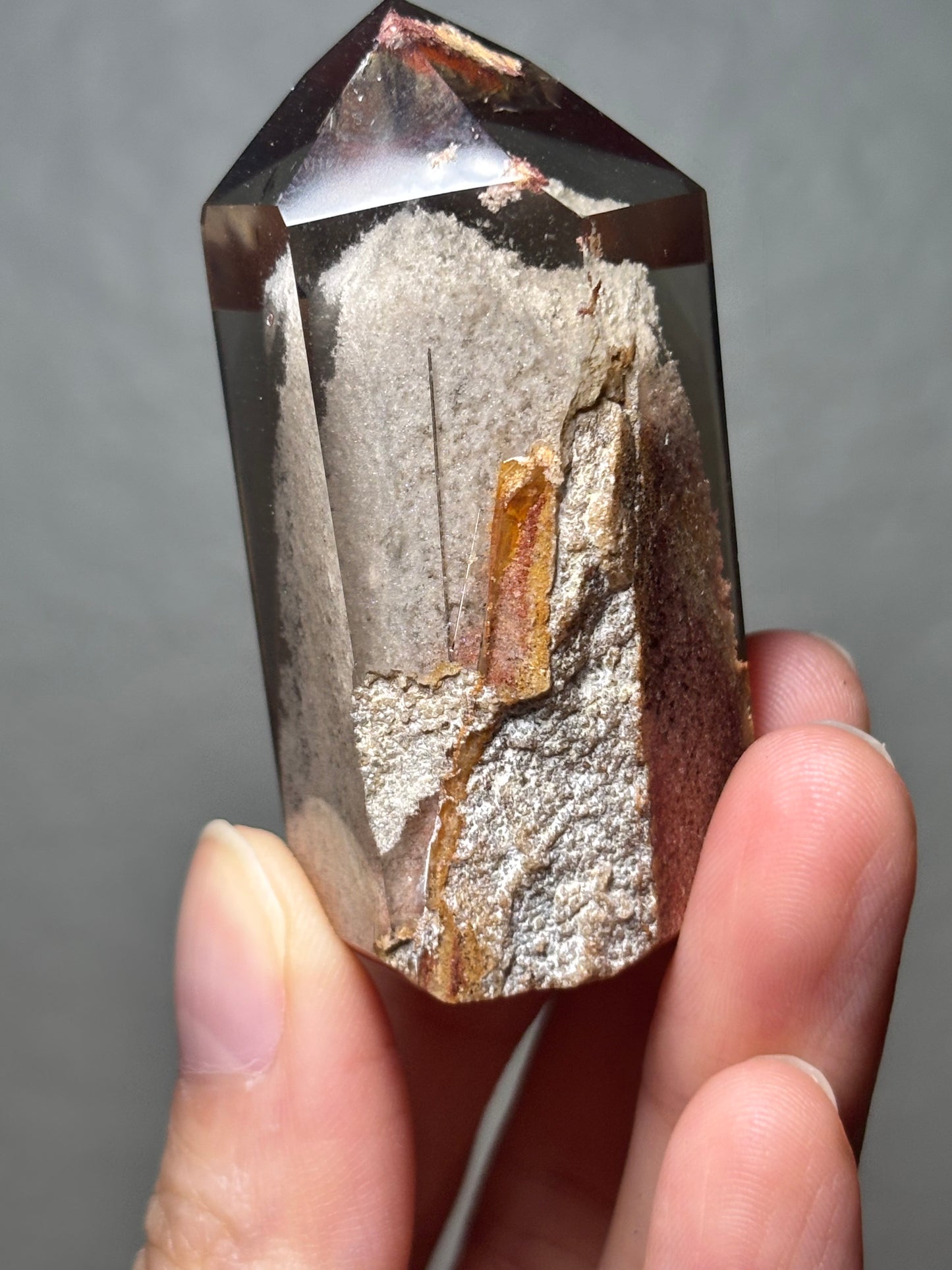 High Quality Water Clear Phantom Smoky Quartz With Phantom Pink Lodalite Tower, Brazil