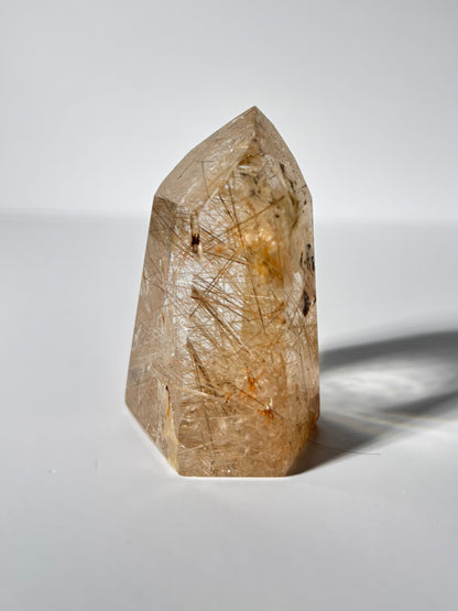 High Quality Chunky Unique Peachy Pink Rutile Quartz Tower, Brazil
