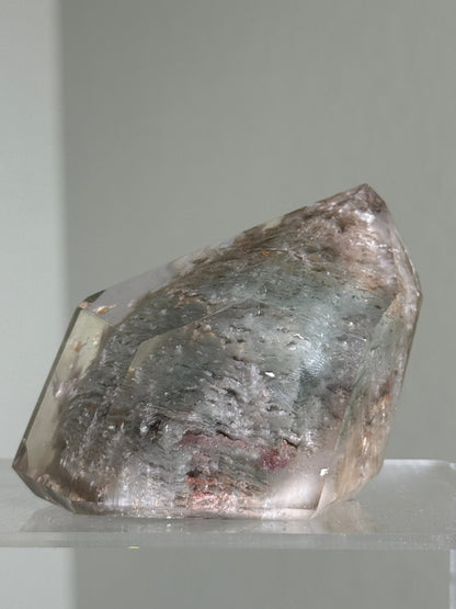 Large Dreamy Sage Green Layered Lodalite x Amphibole In Quartz Freeform, Brazil