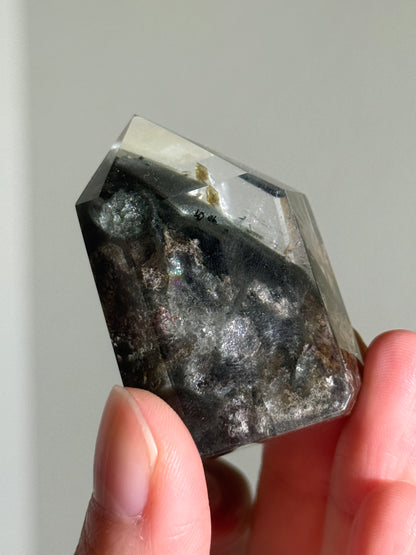 High Quality Water Clear Dark Green Phantom Chlorite Quartz Tower With Epidote, Zambia