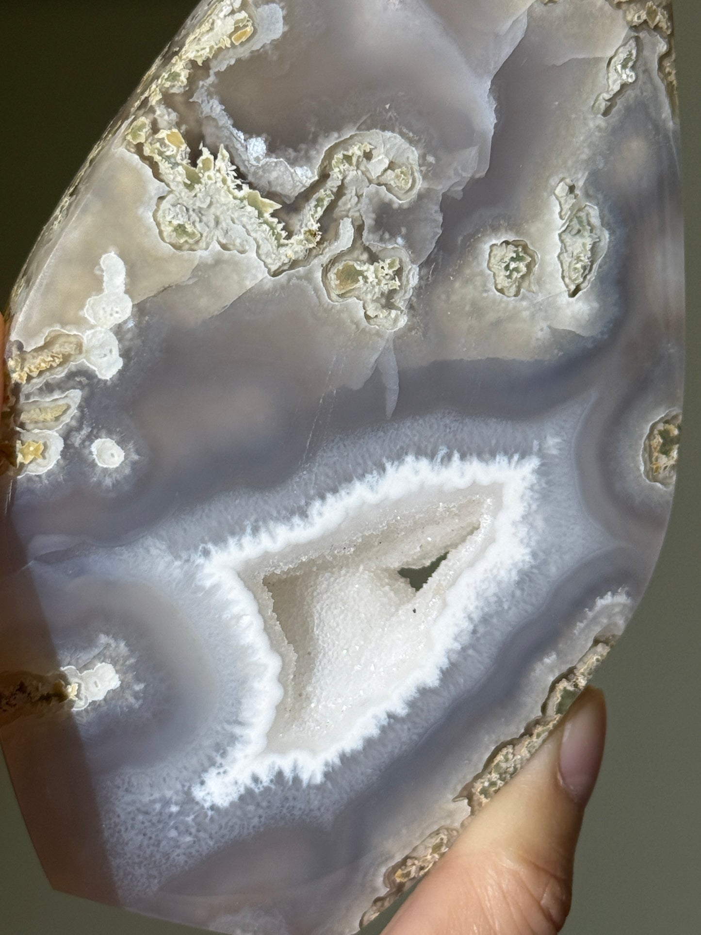 Large Druzy Moss Agate Flame