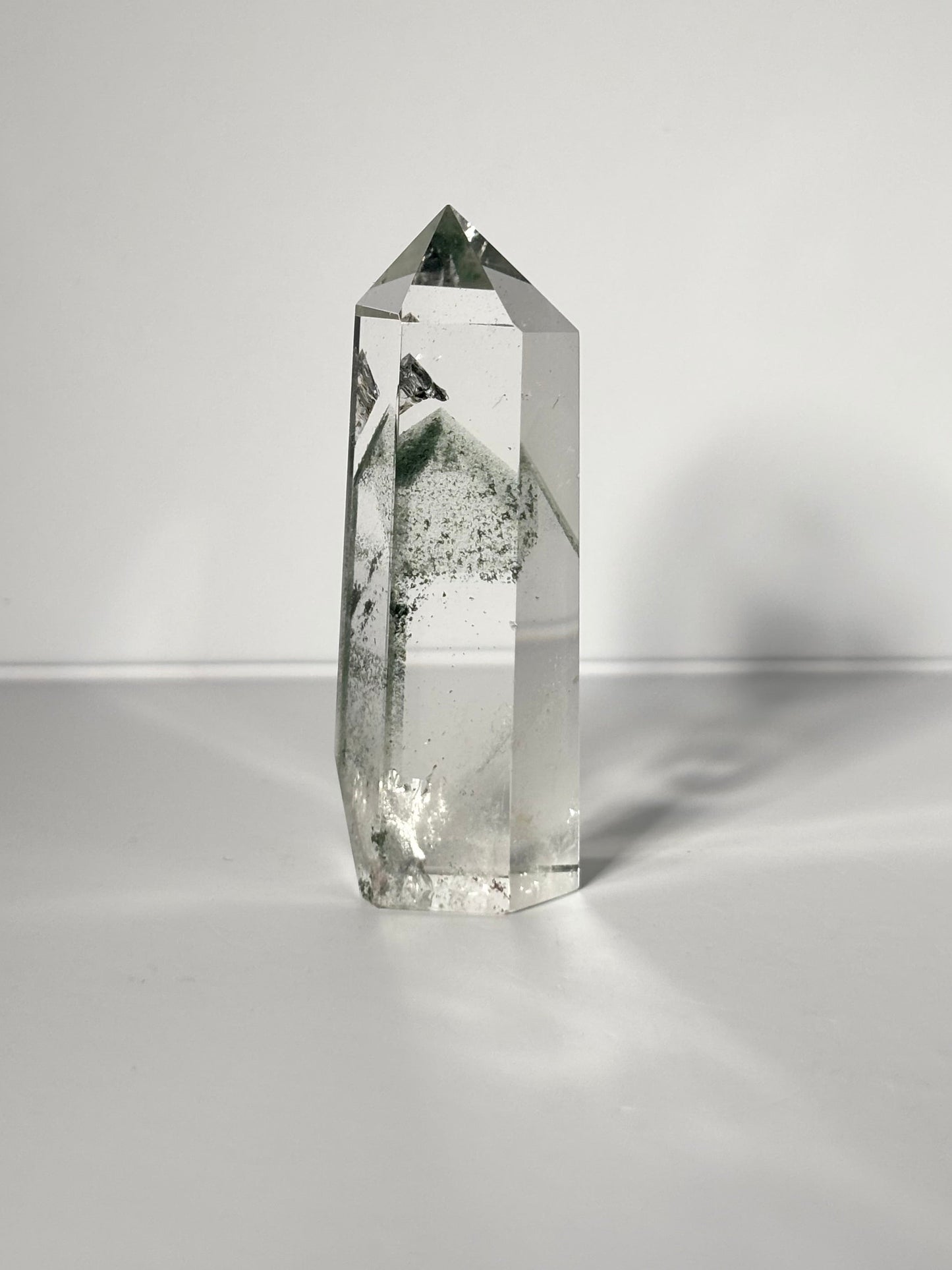 High Quality Water Clear Green Phantom Chlorite Tower, Brazil