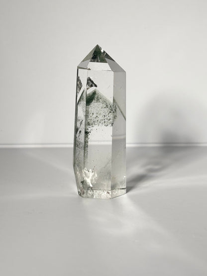 High Quality Water Clear Green Phantom Chlorite Tower, Brazil