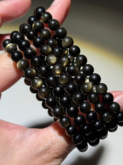 High Quality Golden Obsidian Bracelets, 6.5mm