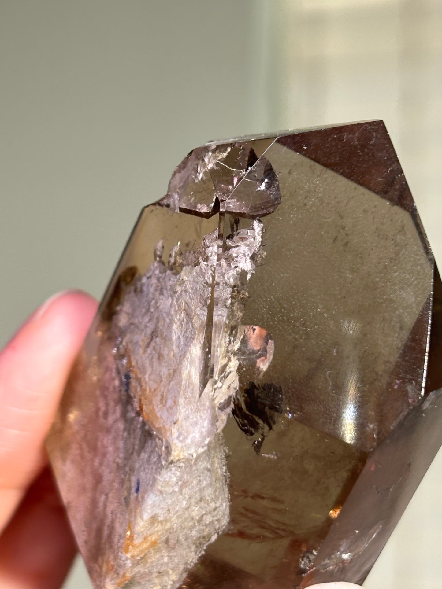 High Quality White Phantom Lodalite & Manifestation Quartz In Smoky Quartz Tower, Brazil