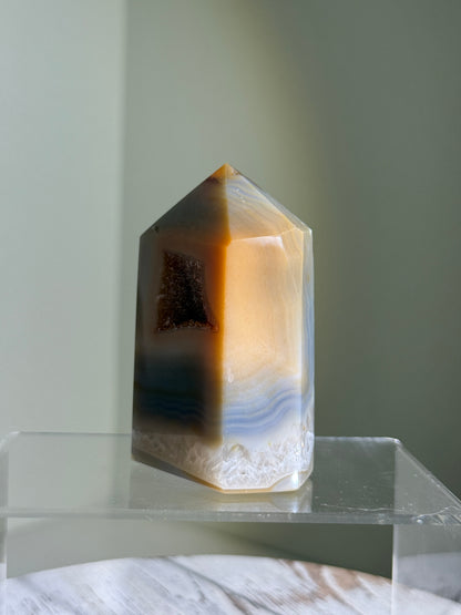 Caramel Golden Druzy Agate Tower, Brazil
