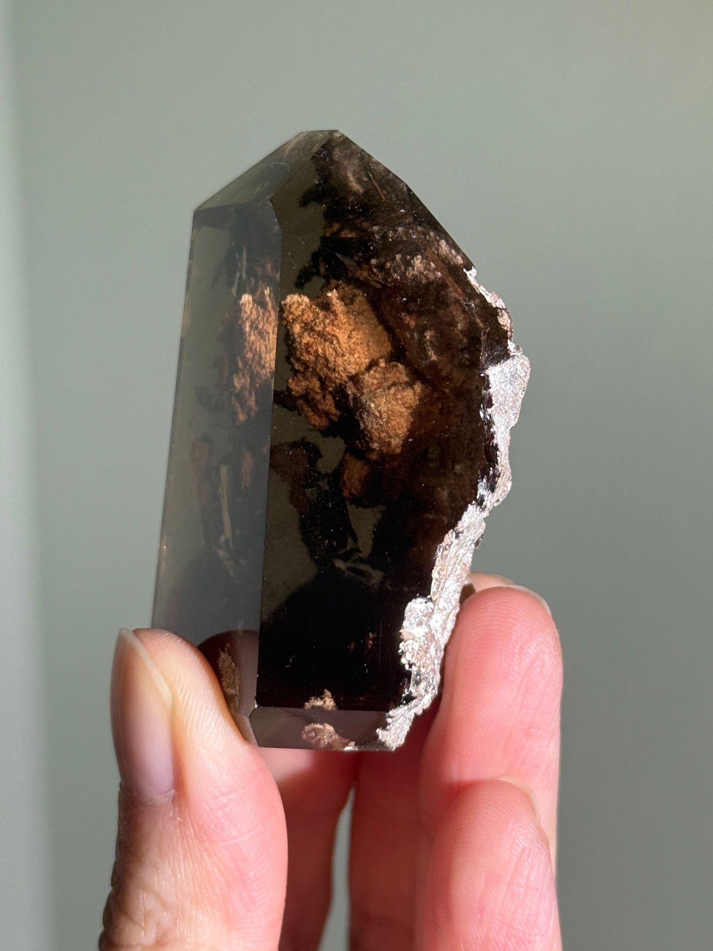 Rare Pink Lodalite in Smoky Quartz Tower, Brazil
