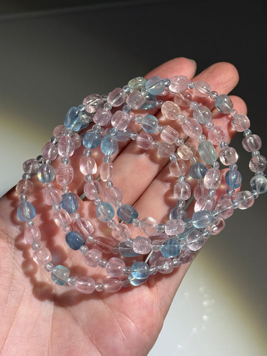 Gemmy Morganite & Aquamarine Bracelets, 7mm