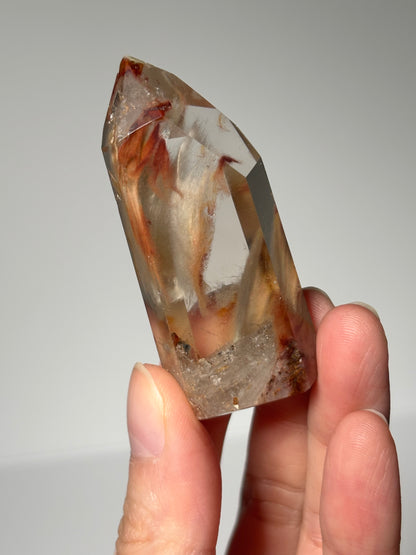 High Quality Water Clear Peachy Amphibole Quartz Tower, Brazil