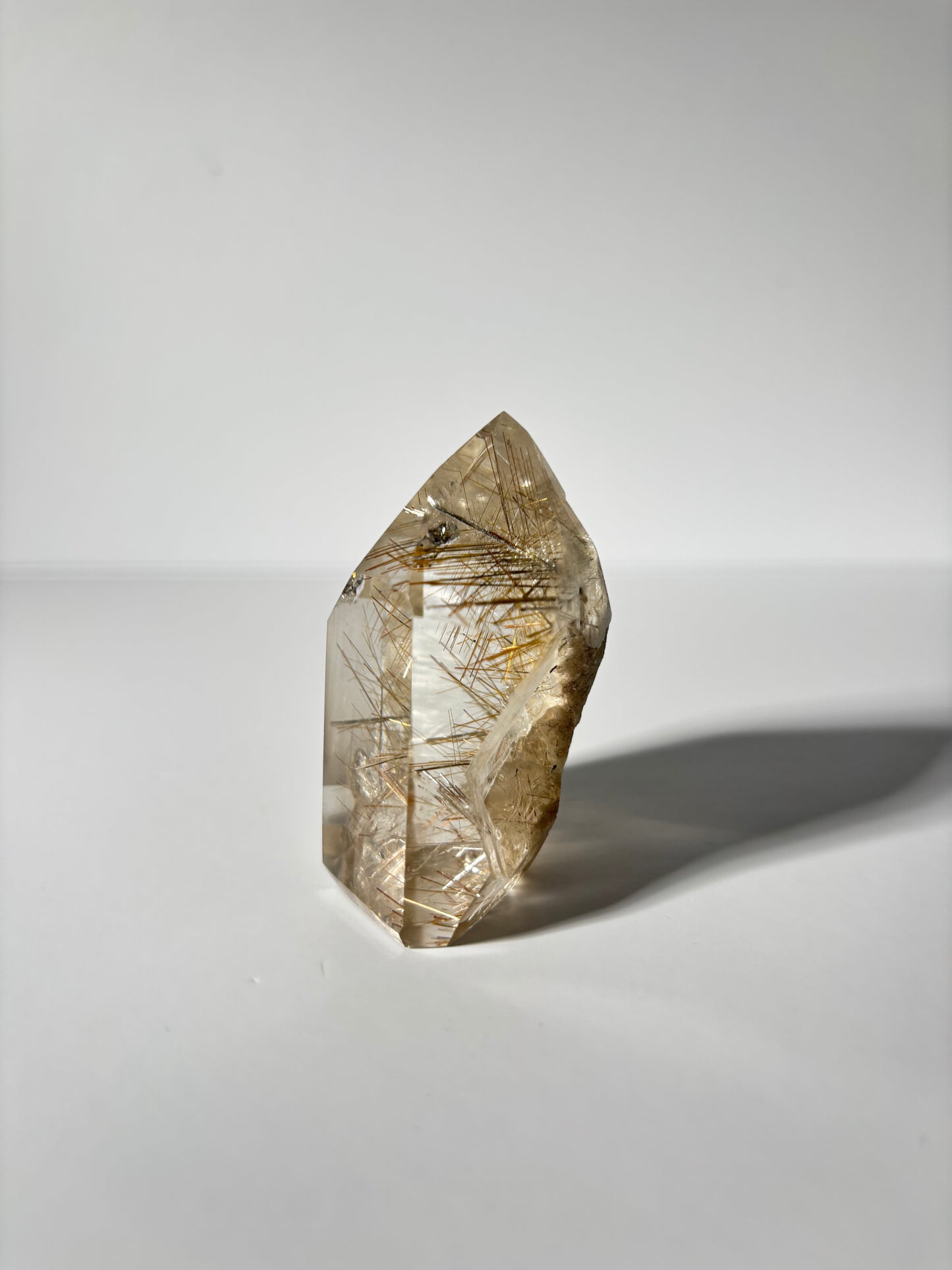 Large Collector’s Grade Silver and Copper Rutile x White Lodalite Quartz Tower, Brazil