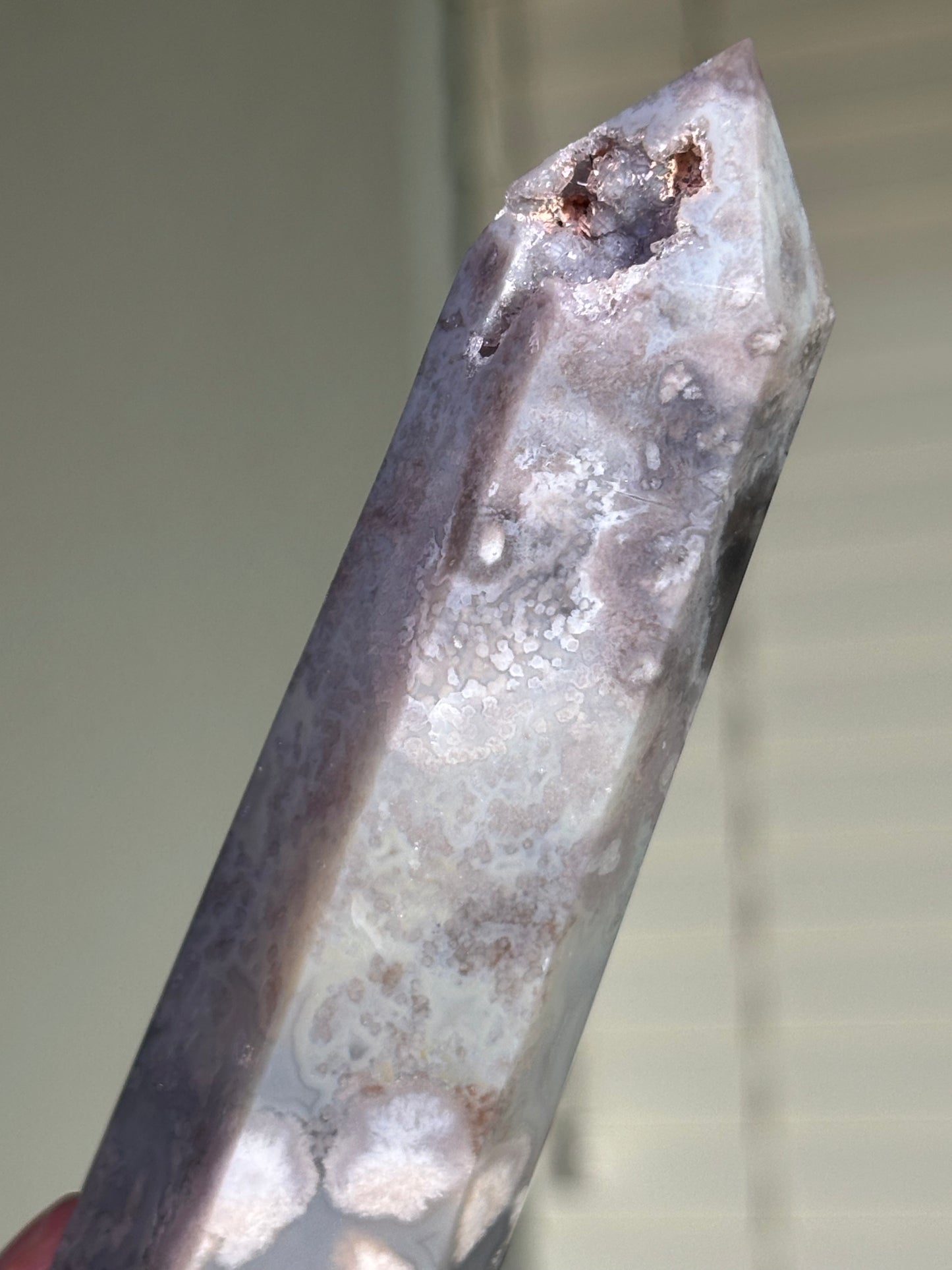 Moody Blue Flower Agate Tower, Madagascar