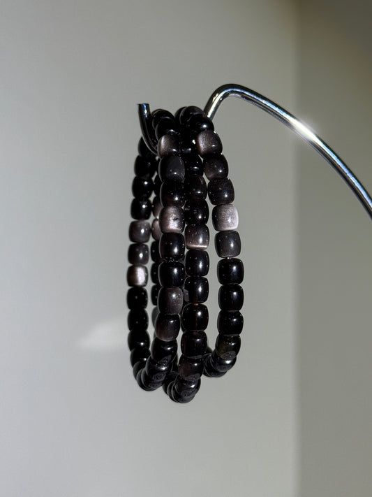 Silver Sheen Obsidian Bracelets, 7mm