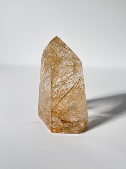High Quality Chunky Unique Peachy Pink Rutile Quartz Tower, Brazil