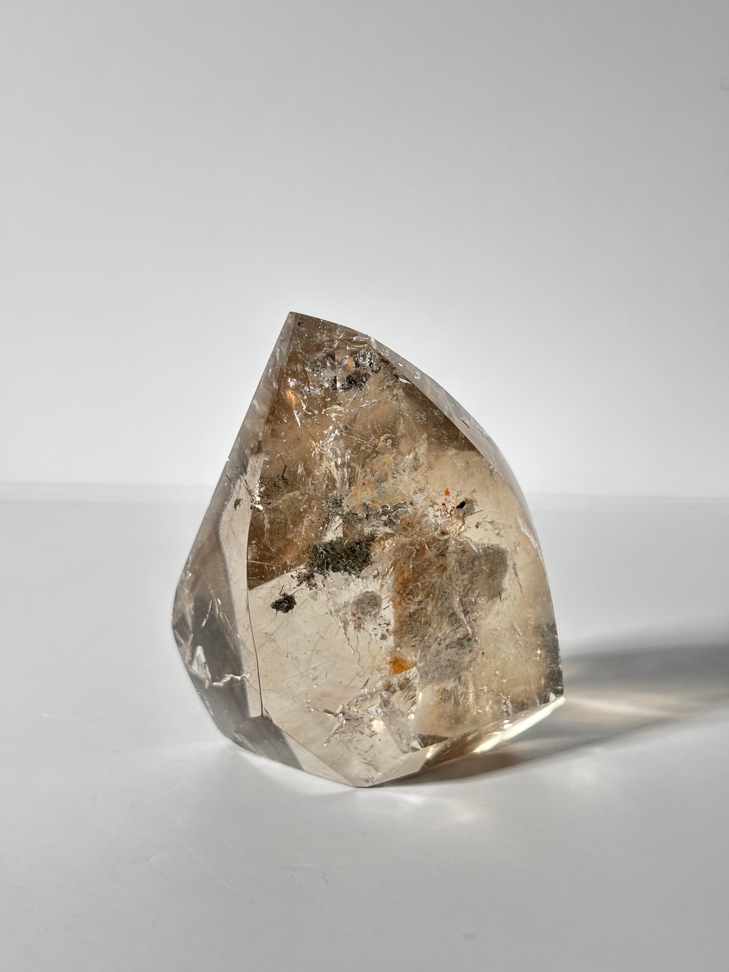 Spooky Black Rutile on Lodalite In Smoky Quartz Flame, Brazil