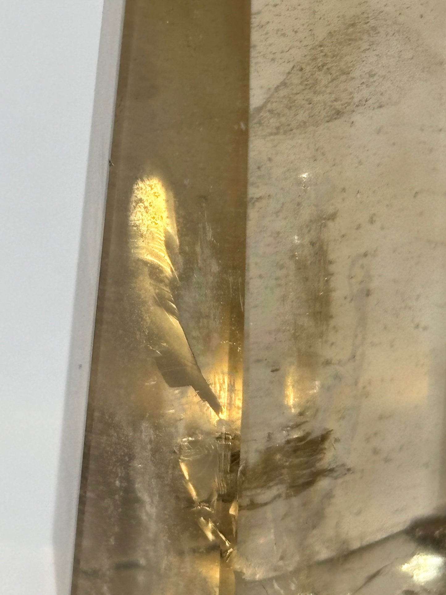 Large Natural Honey Citrine With White Phantom Inclusion Tower, Brazil