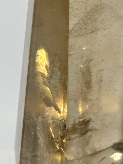 Large Natural Honey Citrine With White Phantom Inclusion Tower, Brazil