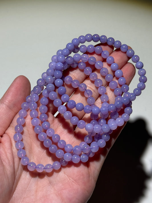 Milky Lavender Moon Quartz Bracelets, 6mm