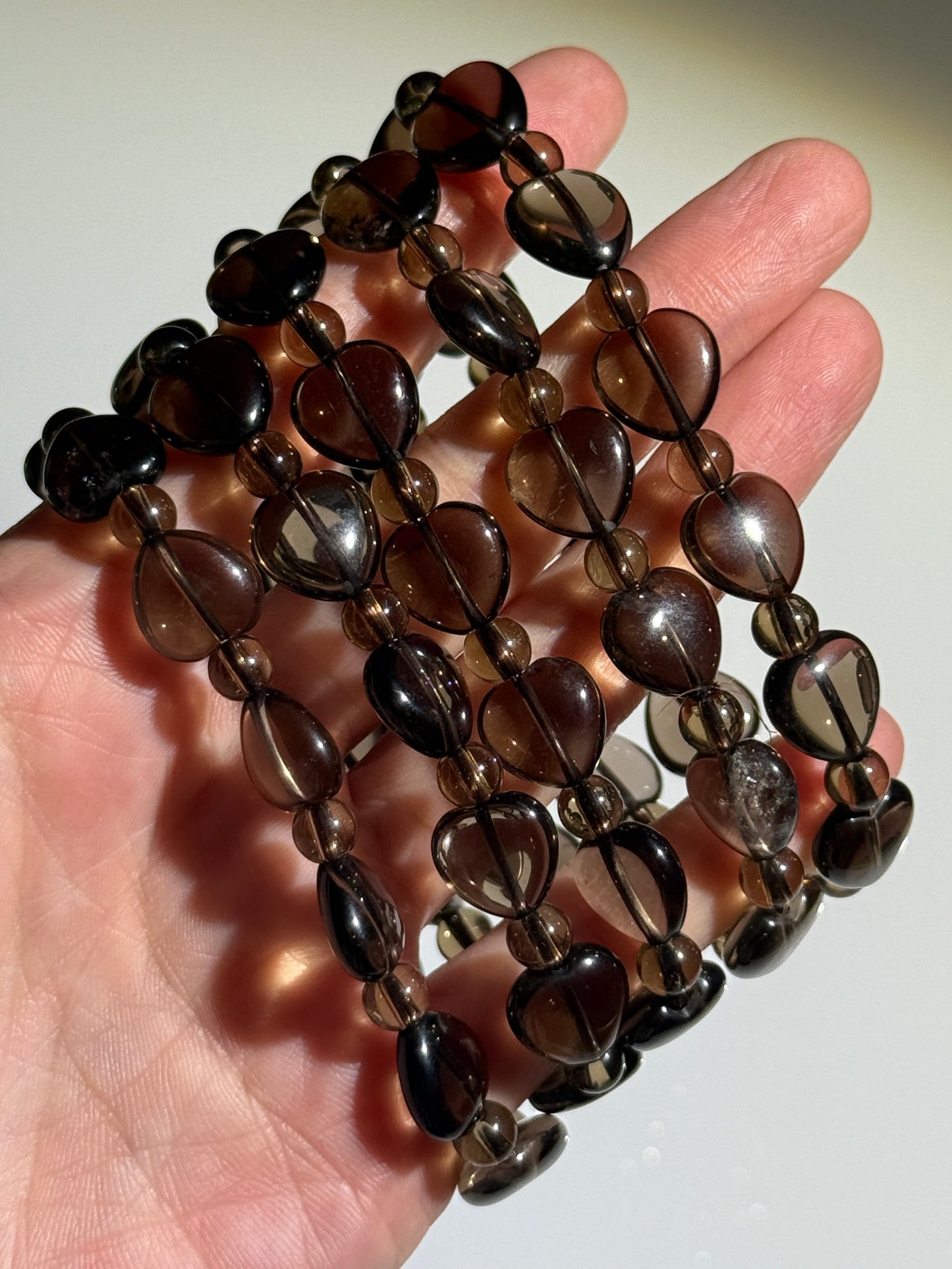 Smoky Quartz Heart Bracelets, 12mm