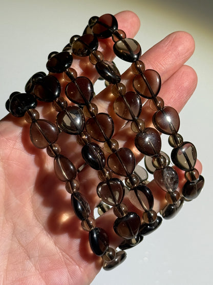 Smoky Quartz Heart Bracelets, 12mm