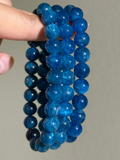 High Quality Gemmy Blue Apatite Bracelets, 8-9mm