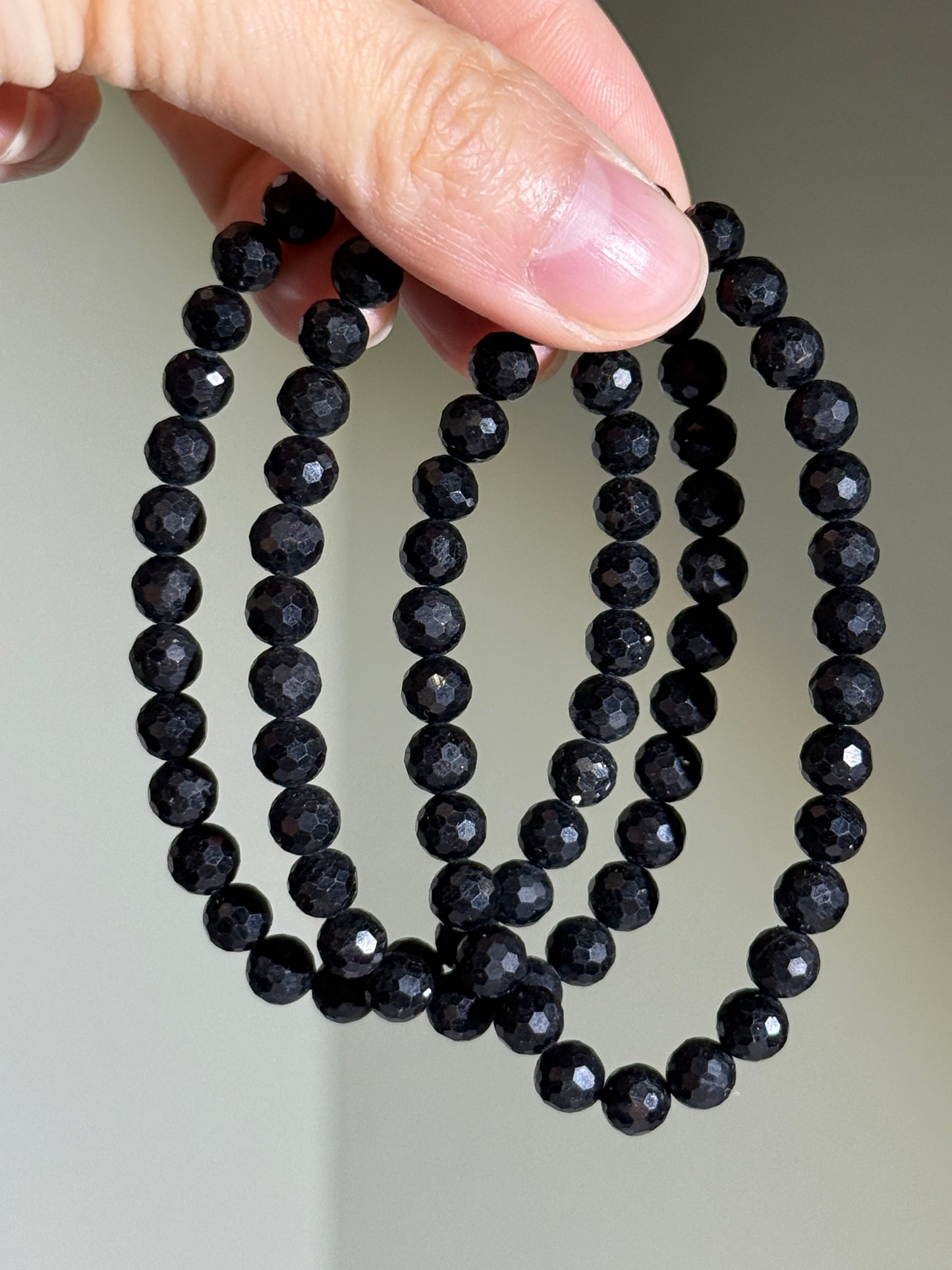 Faceted Black Tourmaline Bracelets, 6.5mm