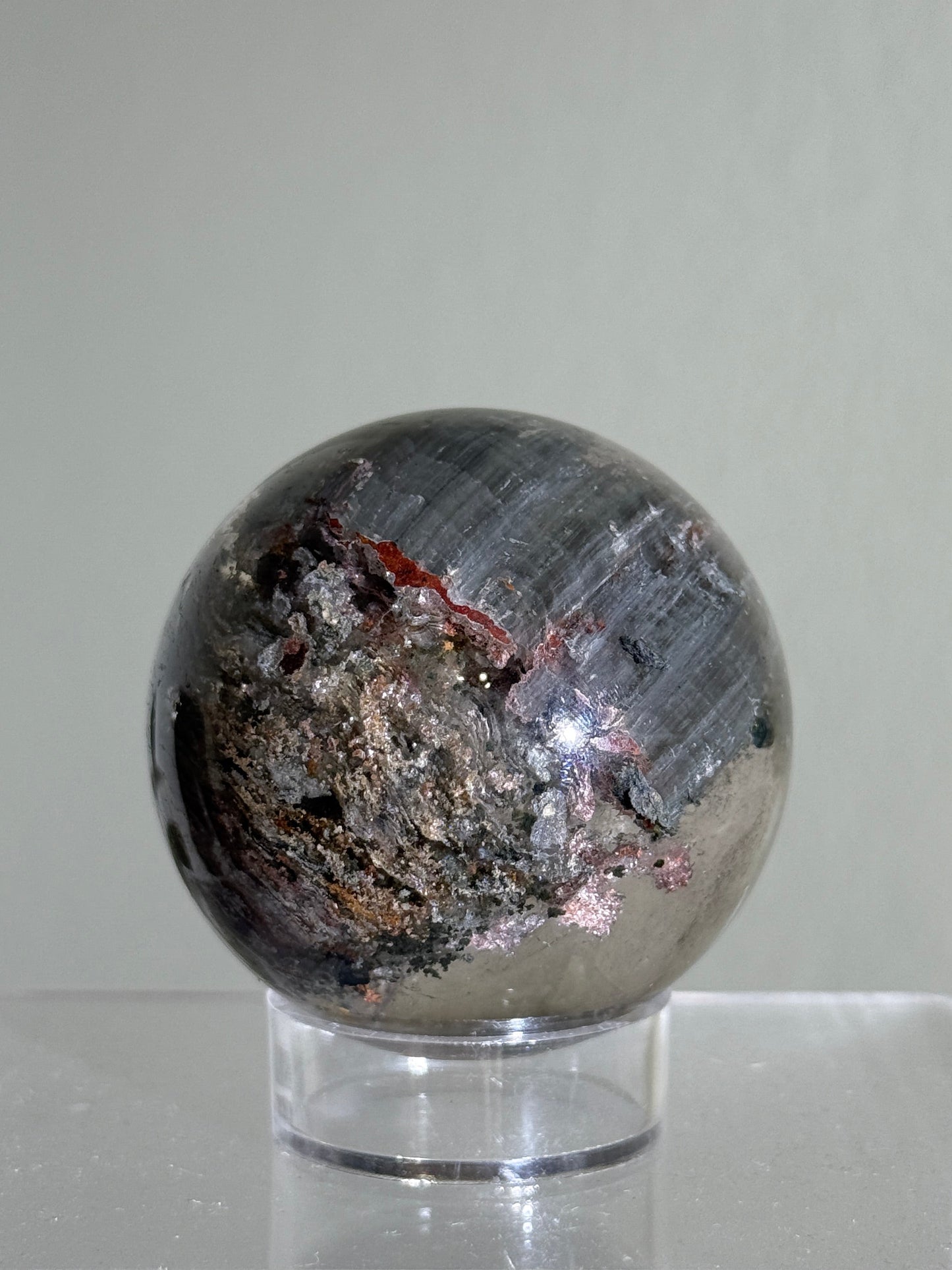 High Quality Colorful Garden Quartz Sphere With Hematite, Zambia