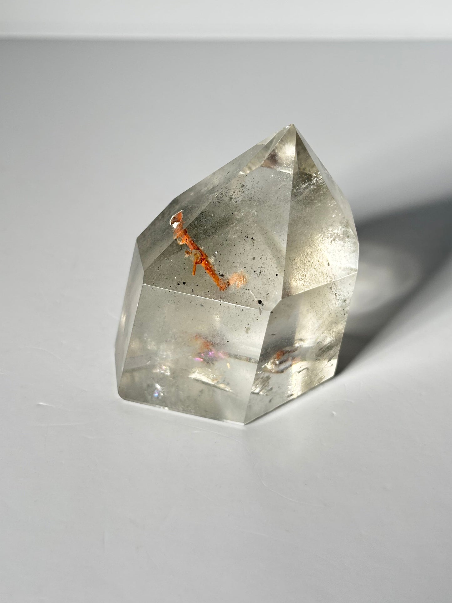 Rare Funky Grey Phantom Quartz Tower With Penetrator, Brazil